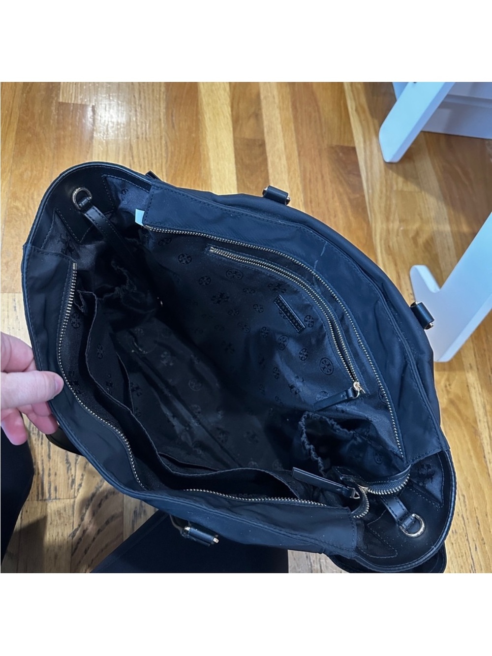 Tory Burch Black Nylon Tote with Logo - Picture 2 of 4